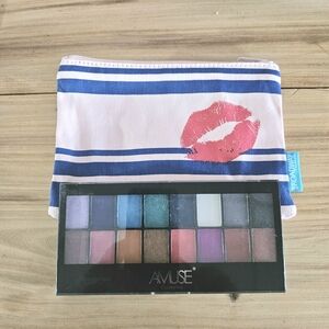 BRAND NEW Amuse Eyeshadow Palette w/Makeup Bag, Starter Kit, 16pc Variety Colors